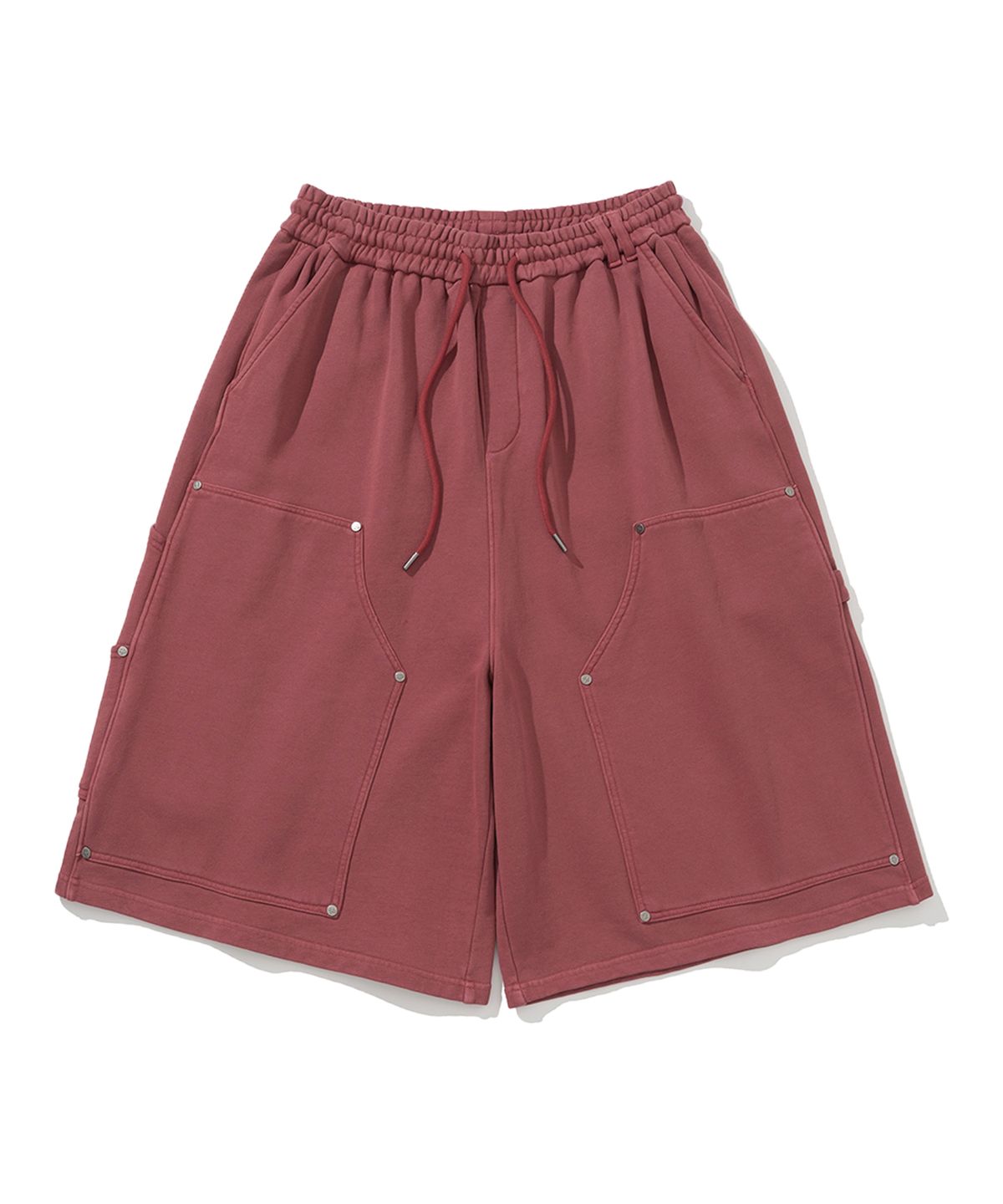 낫포너드(NOT4NERD) Stud Carpenter Bermuda Sweat Shorts - Red