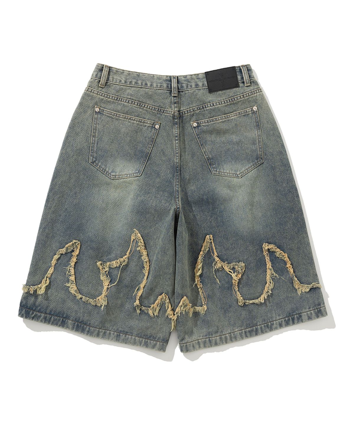 낫포너드(NOT4NERD) Flame Applique Bermuda Denim Shorts - Deep Blue
