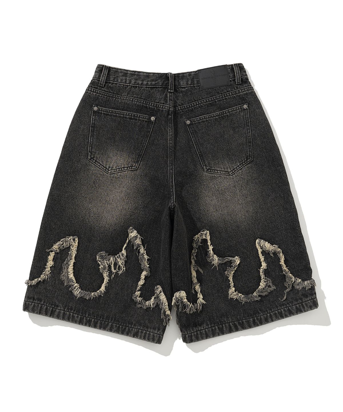 낫포너드(NOT4NERD) Flame Applique Bermuda Denim Shorts - Black