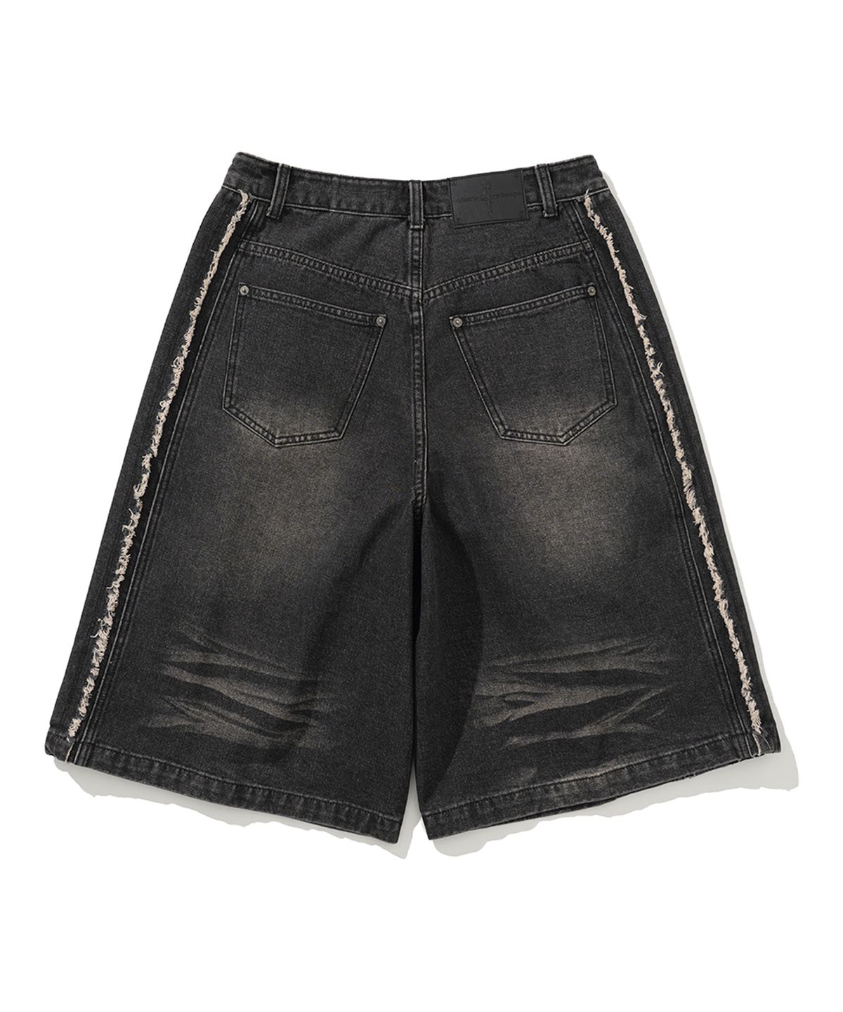 낫포너드(NOT4NERD) Thorns Side Line Cut Off Bermuda Denim Shorts - Black