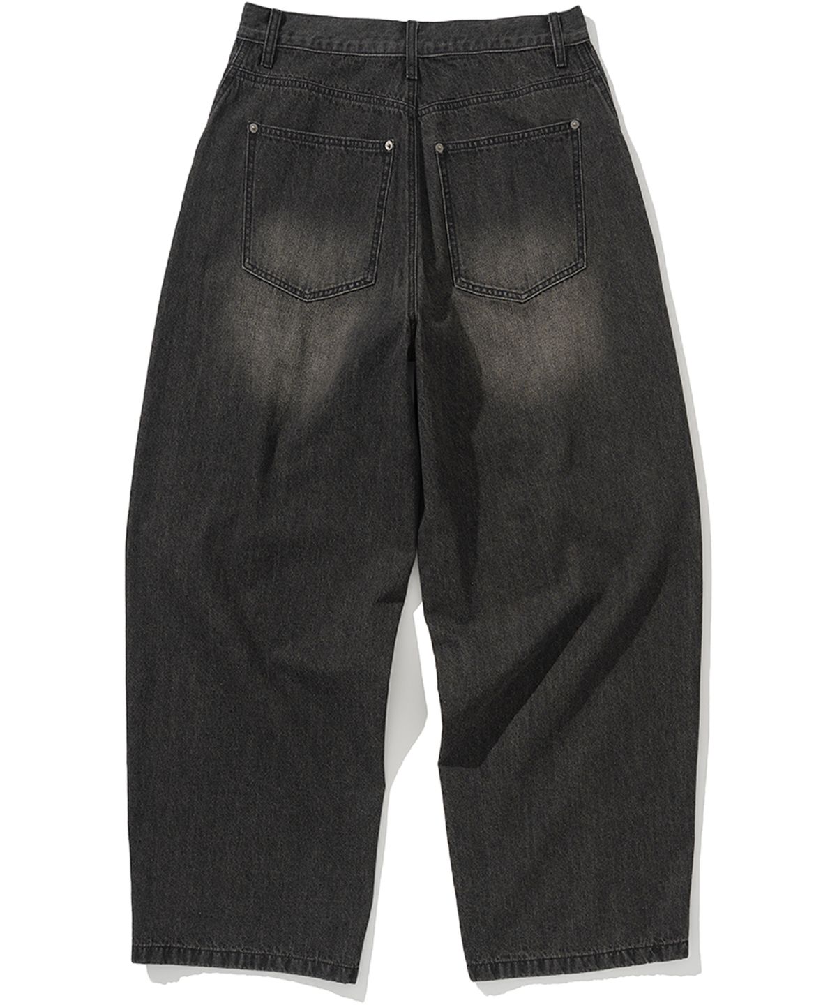 낫포너드(NOT4NERD) Linen Like Curved Semi Wide Denim Pants - Black
