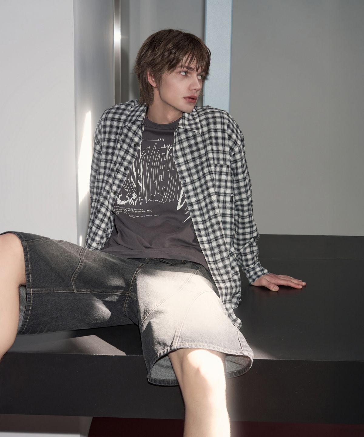 레더리(LEATHERY) 시어서커 포그 체크 셔츠 [BLUE]