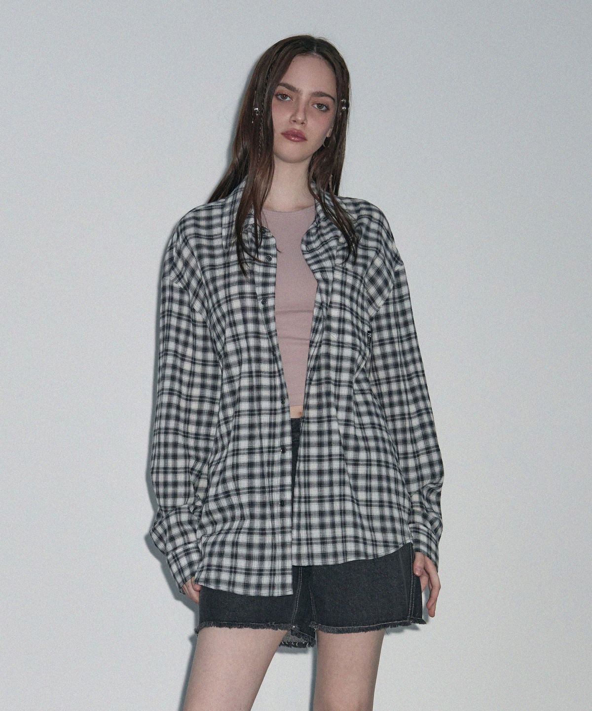 레더리(LEATHERY) 시어서커 포그 체크 셔츠 [BLACK]