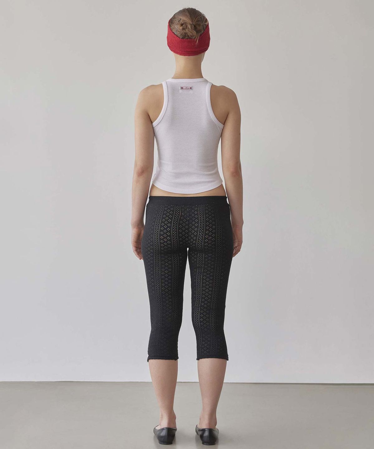 스컬프터(SCULPTOR) Eyelet Knit Capri Pants Black