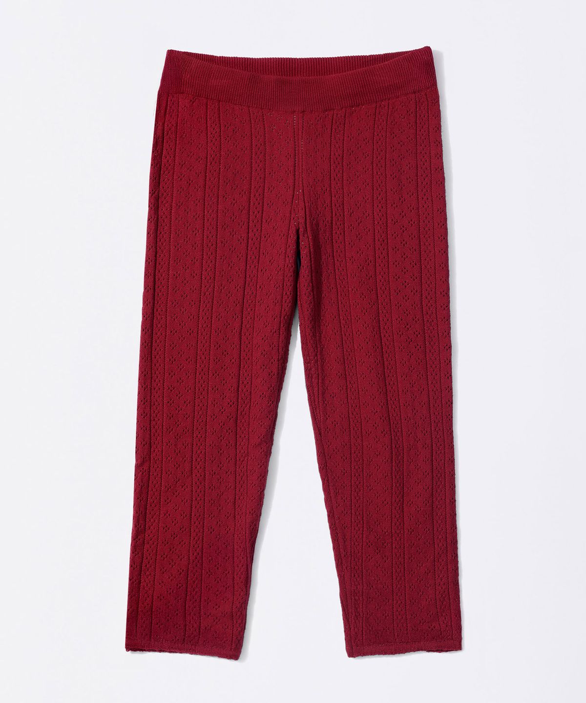 스컬프터(SCULPTOR) Eyelet Knit Capri Pants Red
