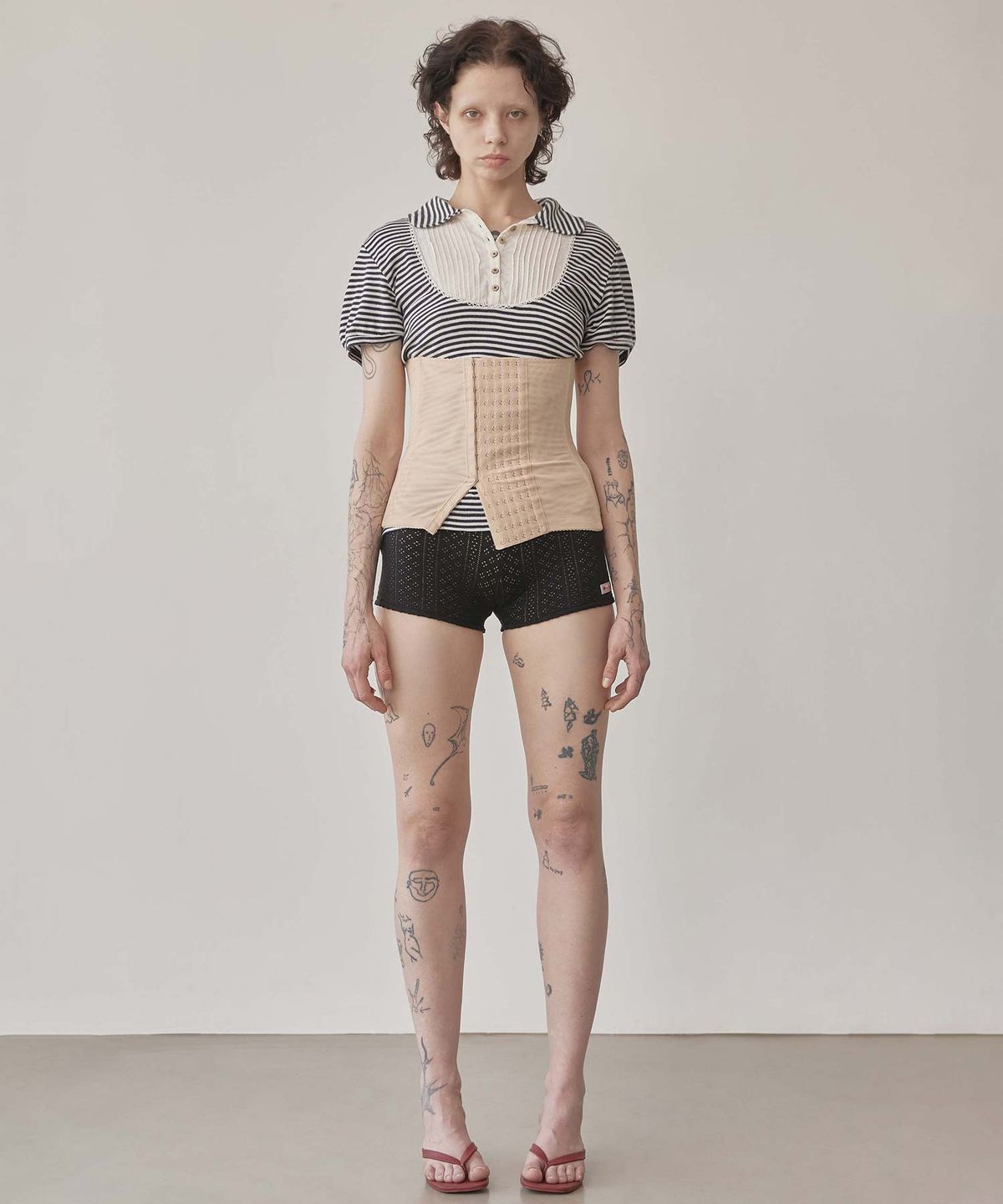 스컬프터(SCULPTOR) Eyelet Knit Shorts Black