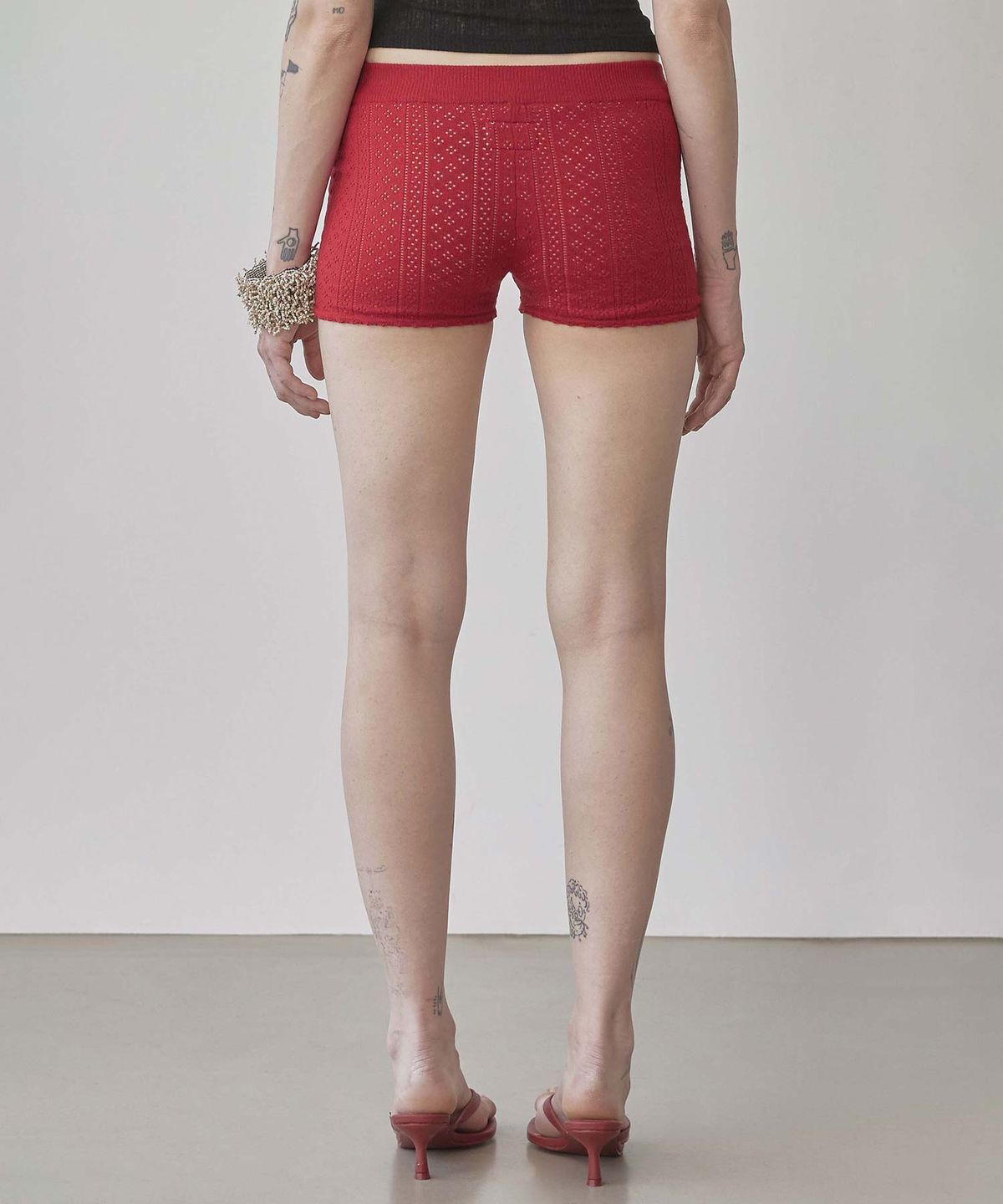 스컬프터(SCULPTOR) Eyelet Knit Shorts Red
