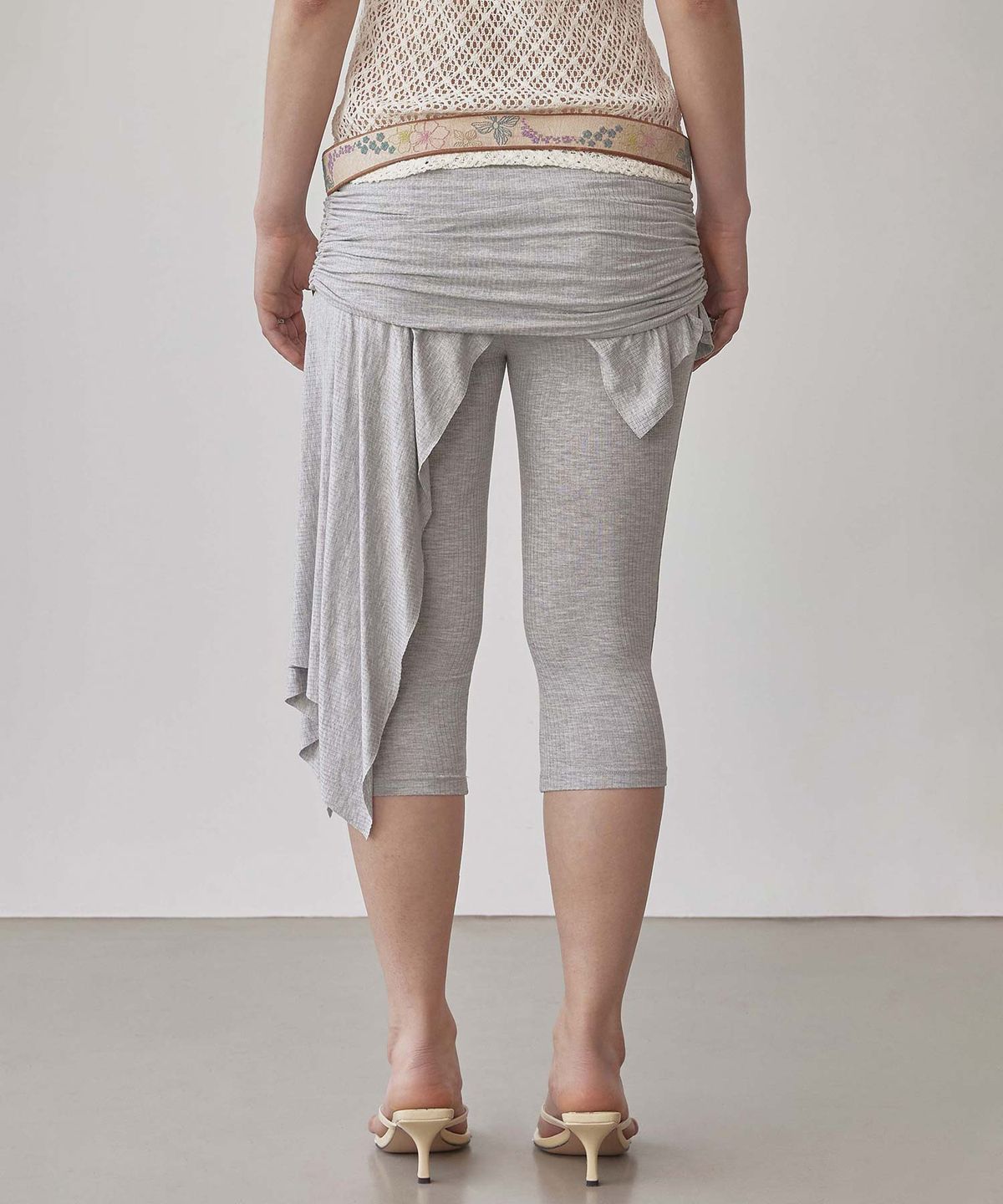 스컬프터(SCULPTOR) Asymmetric Skirt Leggings Melange Gray