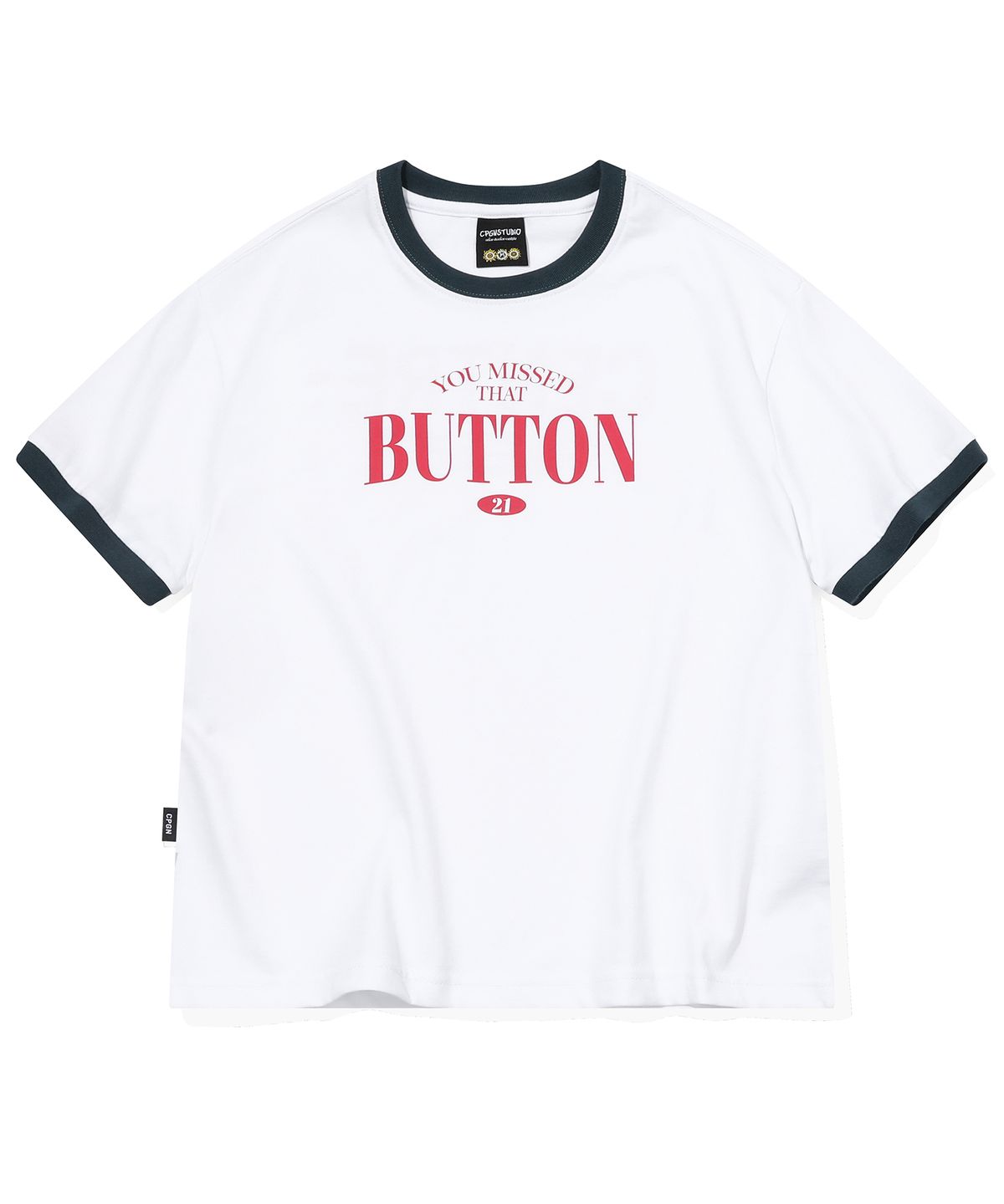 꼼파뇨(CPGN STUDIO) BUTTON CROP 링거티 화이트
