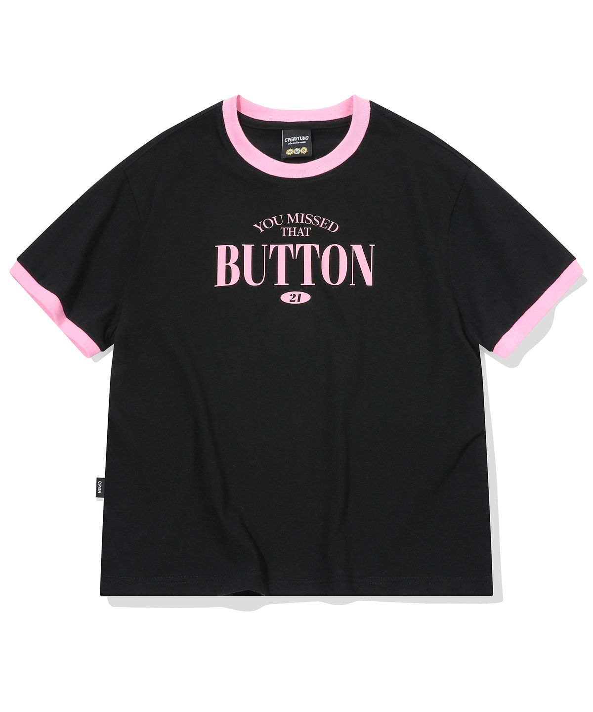 꼼파뇨(CPGN STUDIO) BUTTON CROP 링거티 블랙