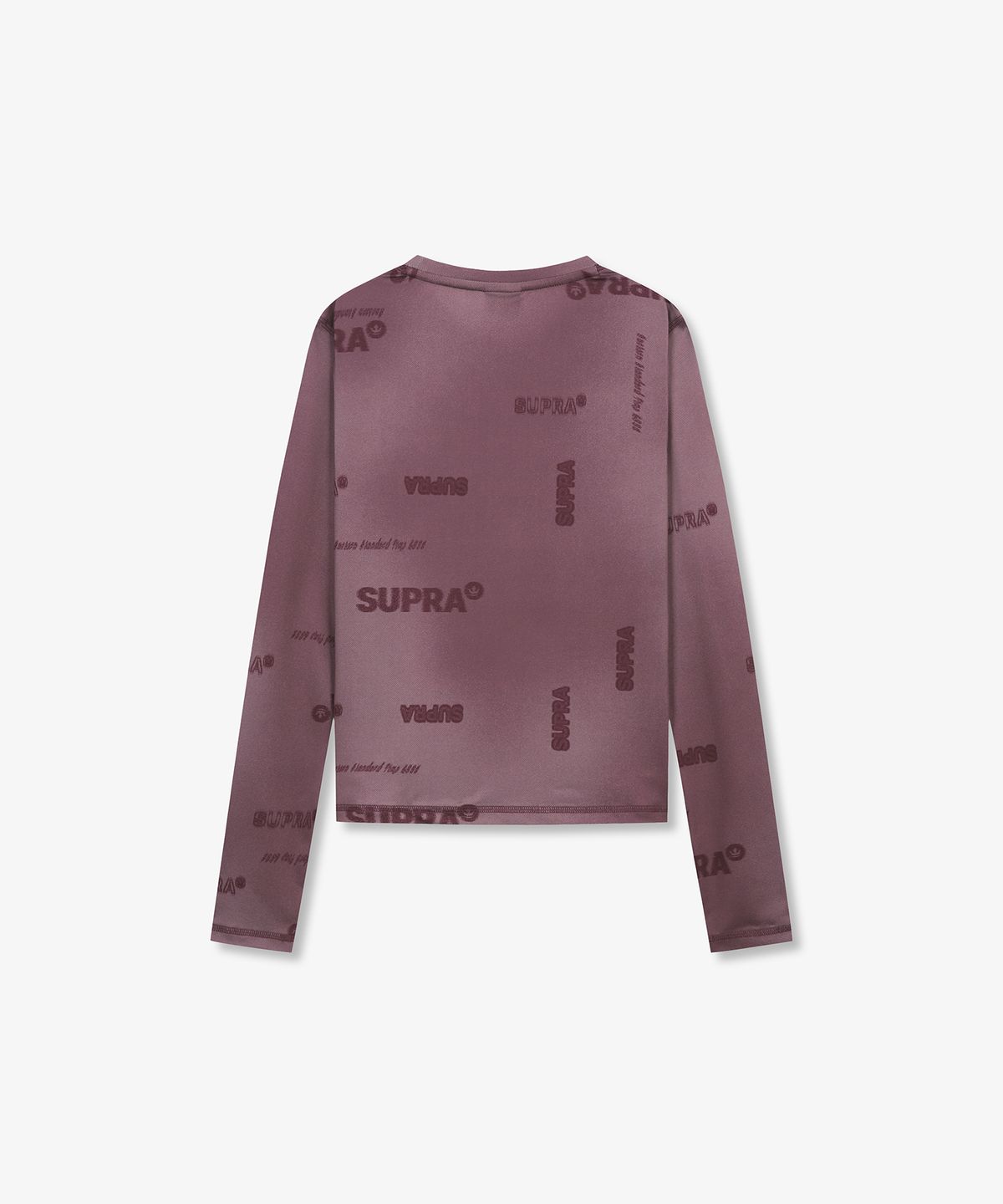 수프라(SUPRA) 여성 워싱 레터링 크롭 긴팔 티셔츠(WINE)