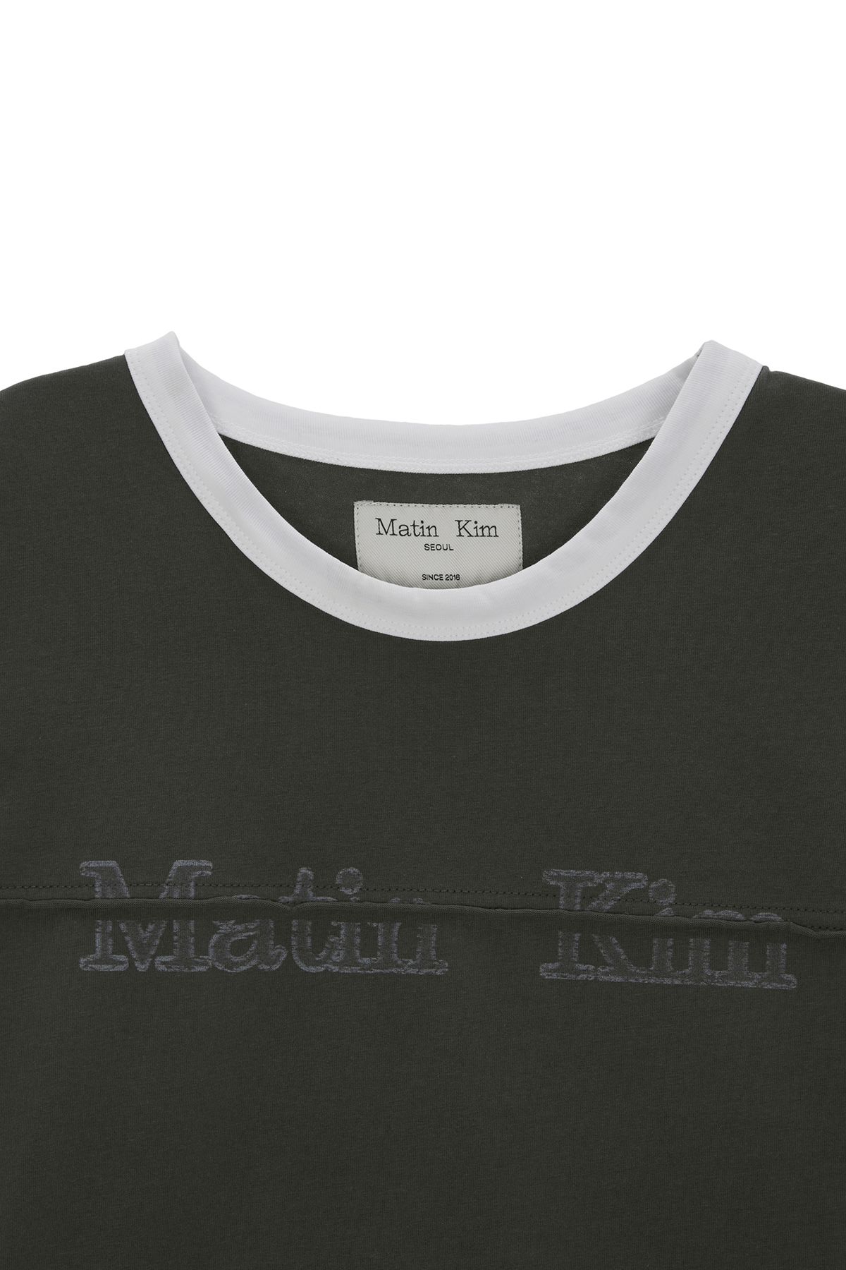 MUSINSA | MATIN KIM LOGO CUTTED RINGER CROP TOP IN CHARCOAL