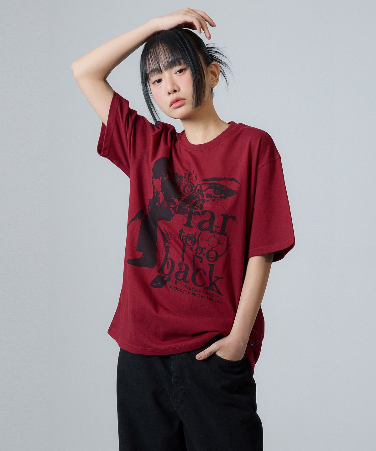 낫띵이즈베럴댄미(NOTHINGISBETTERTHANME) VINTAGE ARTWORK TEE_burgundy
