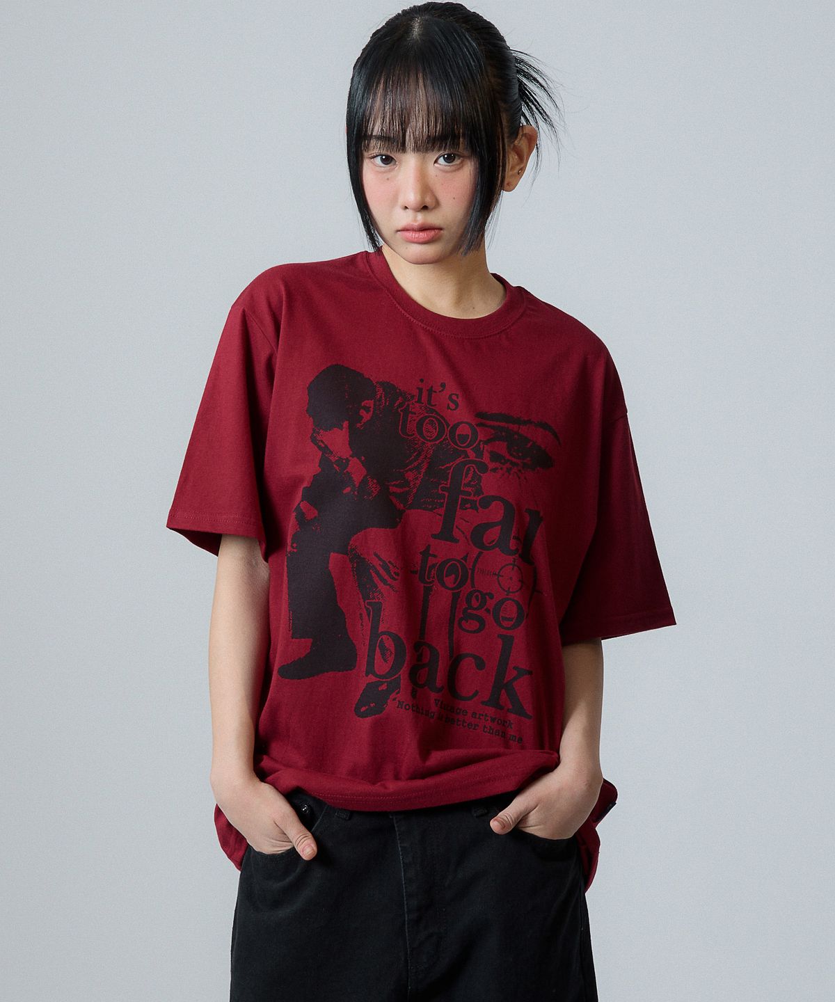 낫띵이즈베럴댄미(NOTHINGISBETTERTHANME) VINTAGE ARTWORK TEE_burgundy
