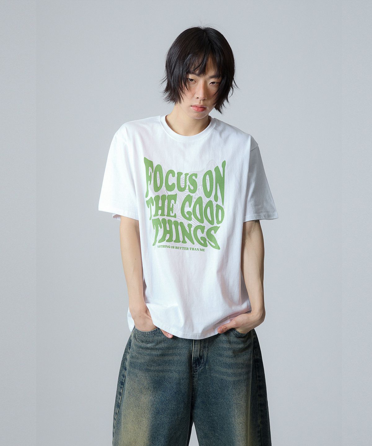 낫띵이즈베럴댄미(NOTHINGISBETTERTHANME) GEOMETRY LETTERING TEE_green