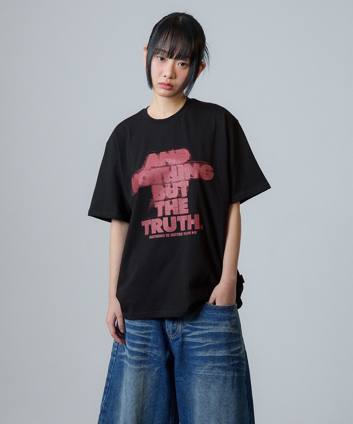 낫띵이즈베럴댄미(NOTHINGISBETTERTHANME) SCRATCH LETTERING TEE_black