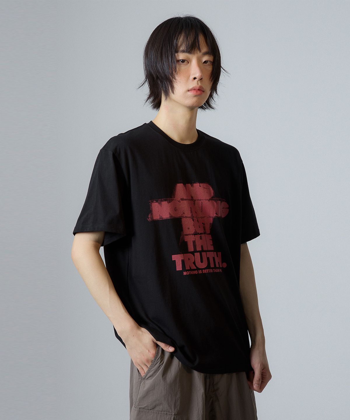 낫띵이즈베럴댄미(NOTHINGISBETTERTHANME) SCRATCH LETTERING TEE_black
