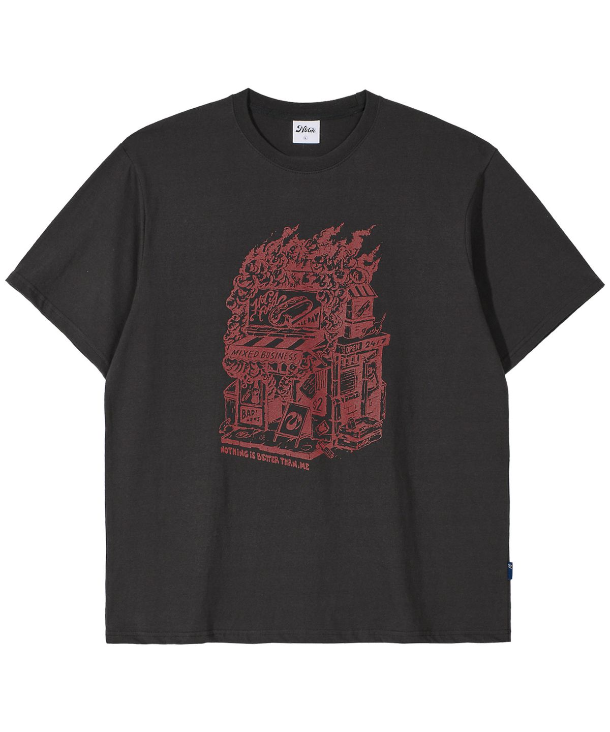낫띵이즈베럴댄미(NOTHINGISBETTERTHANME) HAMBURGER STORE TEE_charcoal