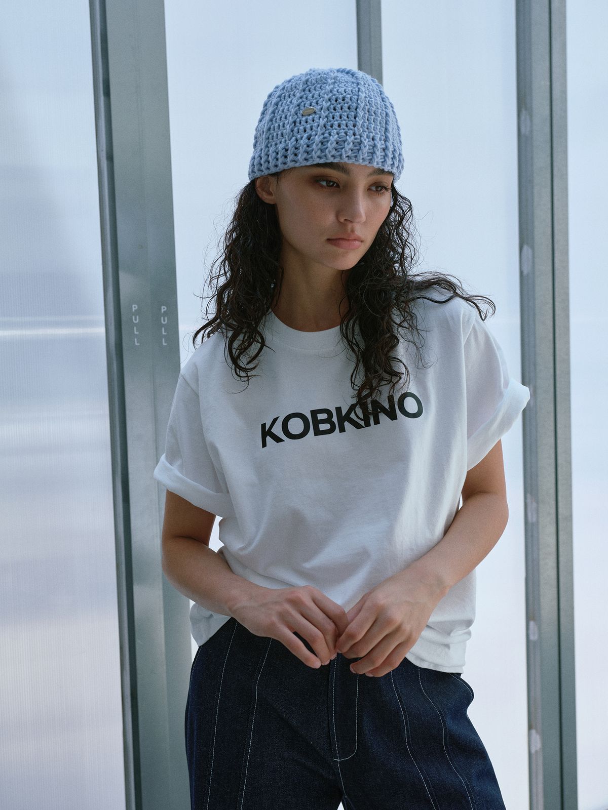 콥키노(KOBKINO) HANDMADE CROCHET BEANIE (BLUE)