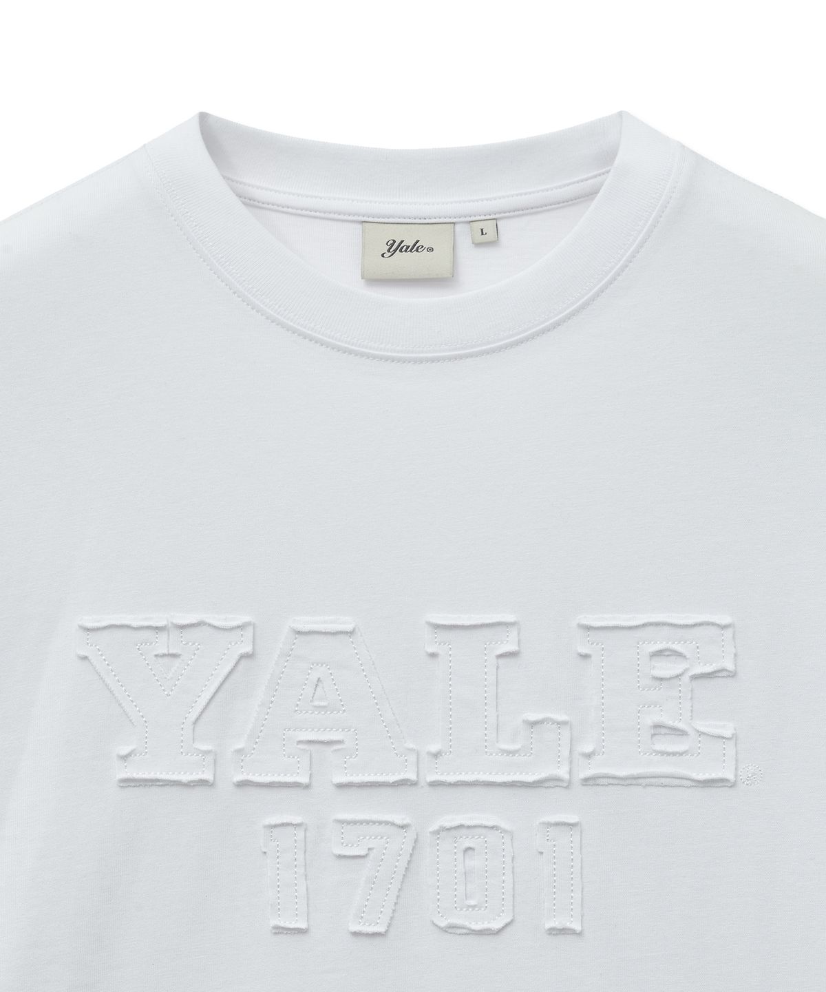 예일(YALE) 1701 로고 아플리케 반팔_화이트