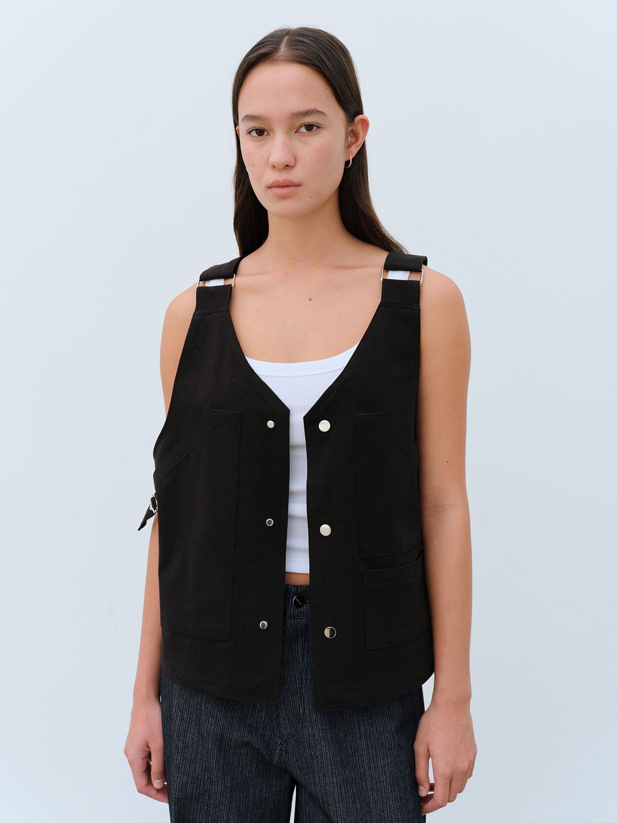 콥키노(KOBKINO) UTILITY COTTON VEST (BLACK)