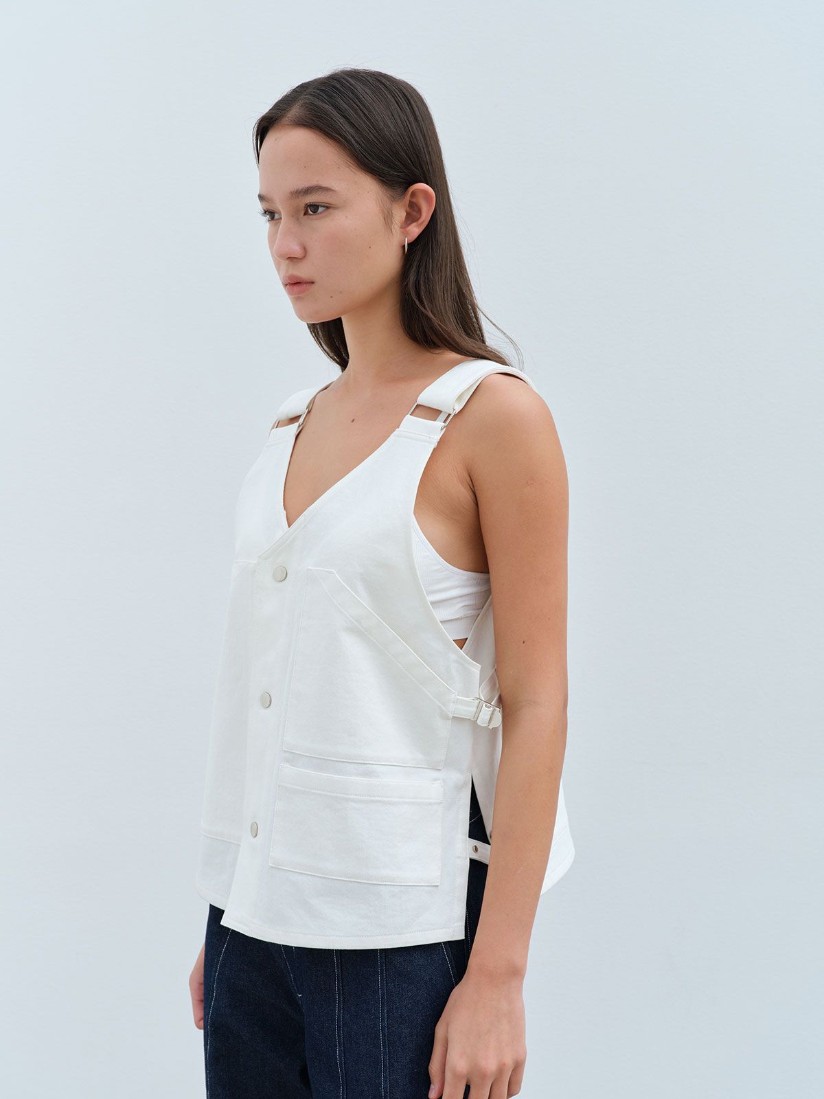 콥키노(KOBKINO) UTILITY COTTON VEST (IVORY)