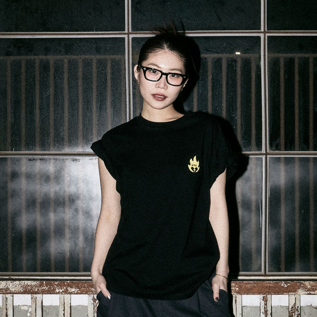 헤테로(HETERO) HTR Flame Oversized T-shirt (Black)