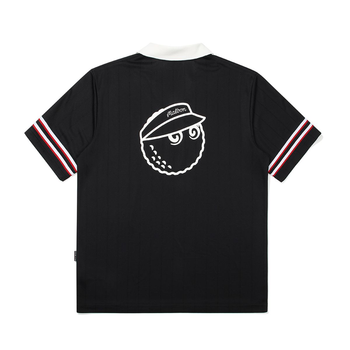 말본 골프(MALBON GOLF) 스트라이프 자카드 카라 티셔츠 BLACK