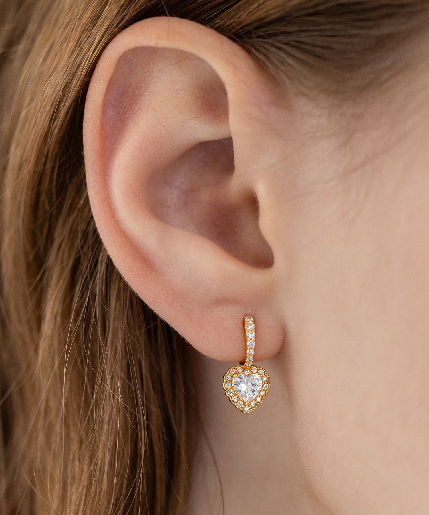 MUSINSA | TATIANA (Silver 925) Lumi Heart Hoop Earrings EC3179