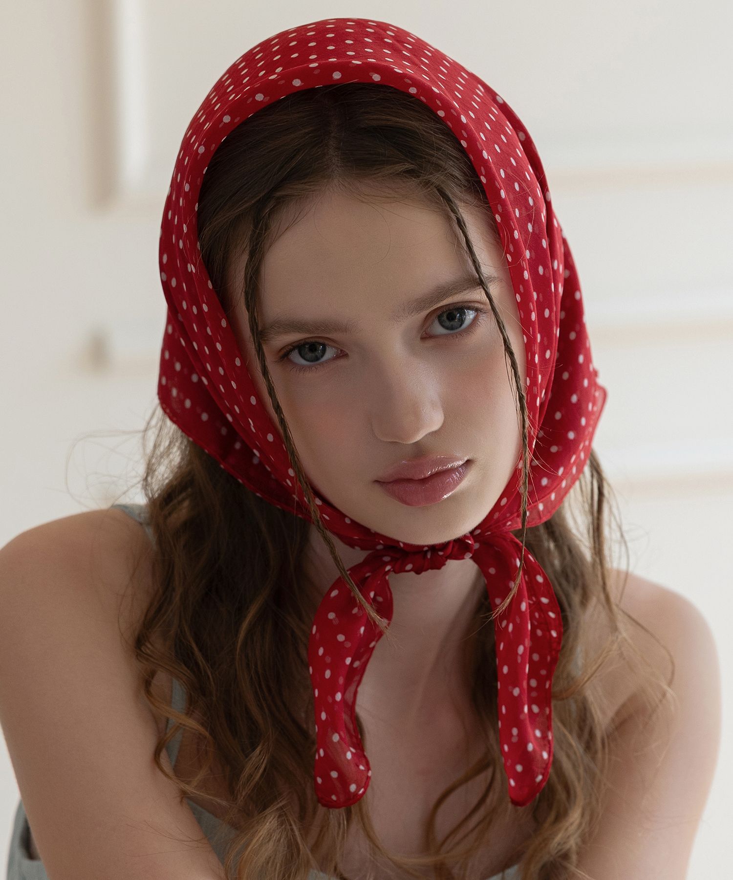 MUSINSA | TATIANA Mimi Dot Square Silk Scarf SF2908 3 Colors