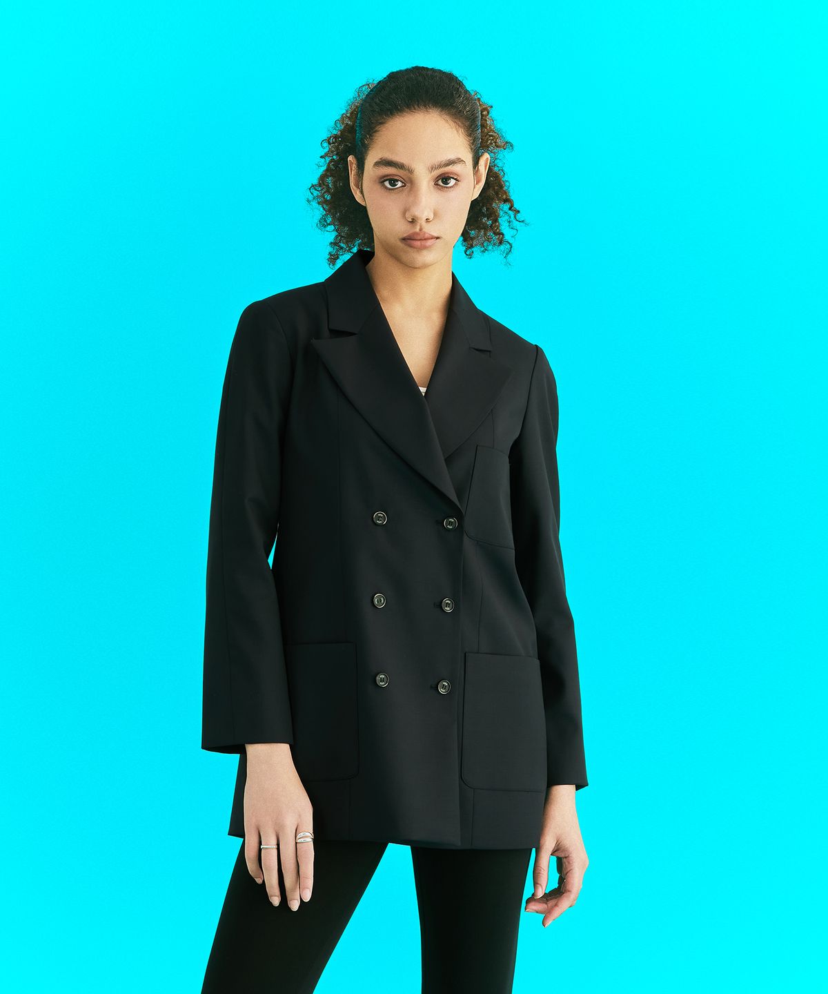 에르에르(ERER) Double Breasted Tailored Jacket Navy