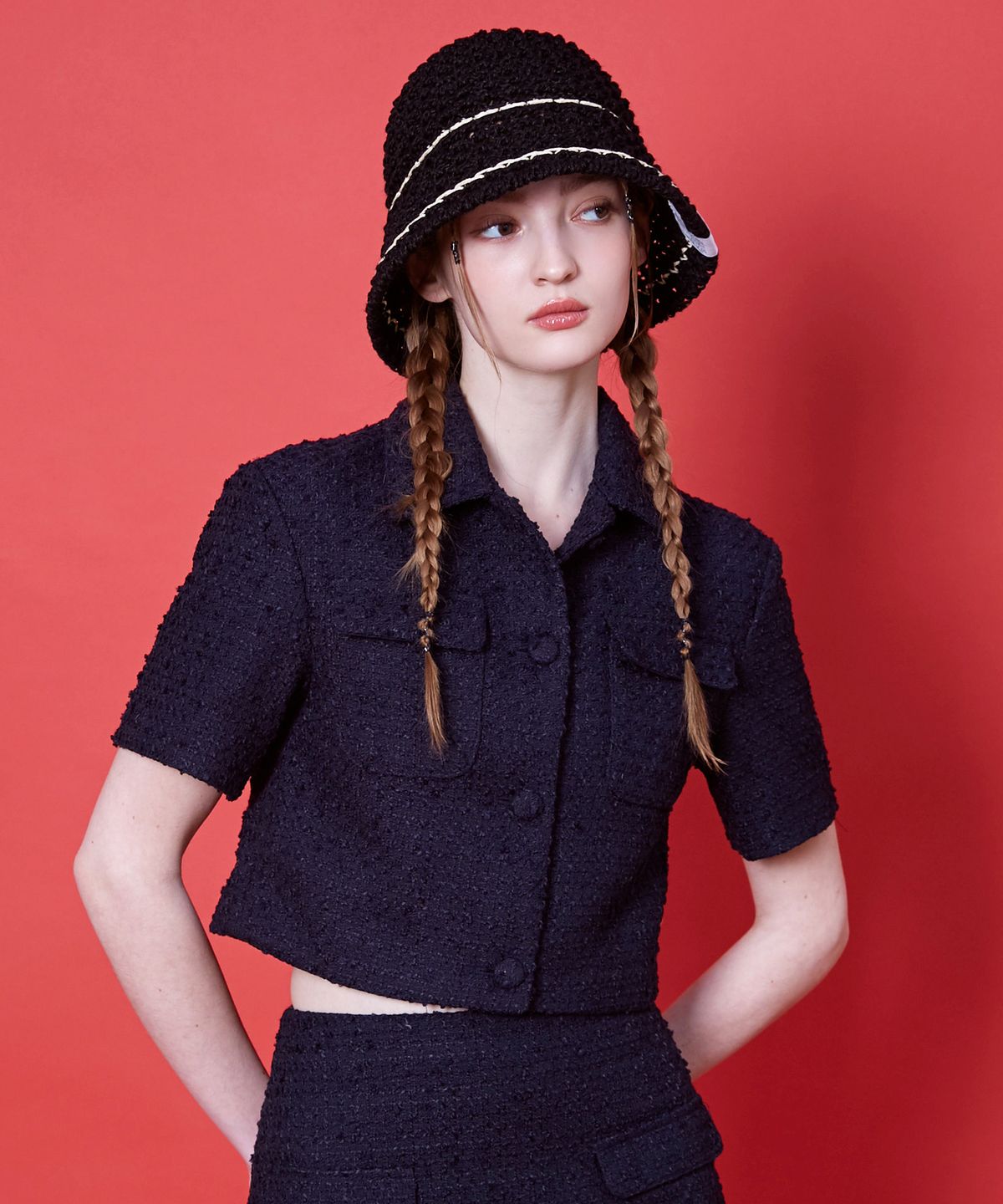 슬리피슬립(SLEEPYSLIP) LINE MINIMAL BLACK BUCKET HAT