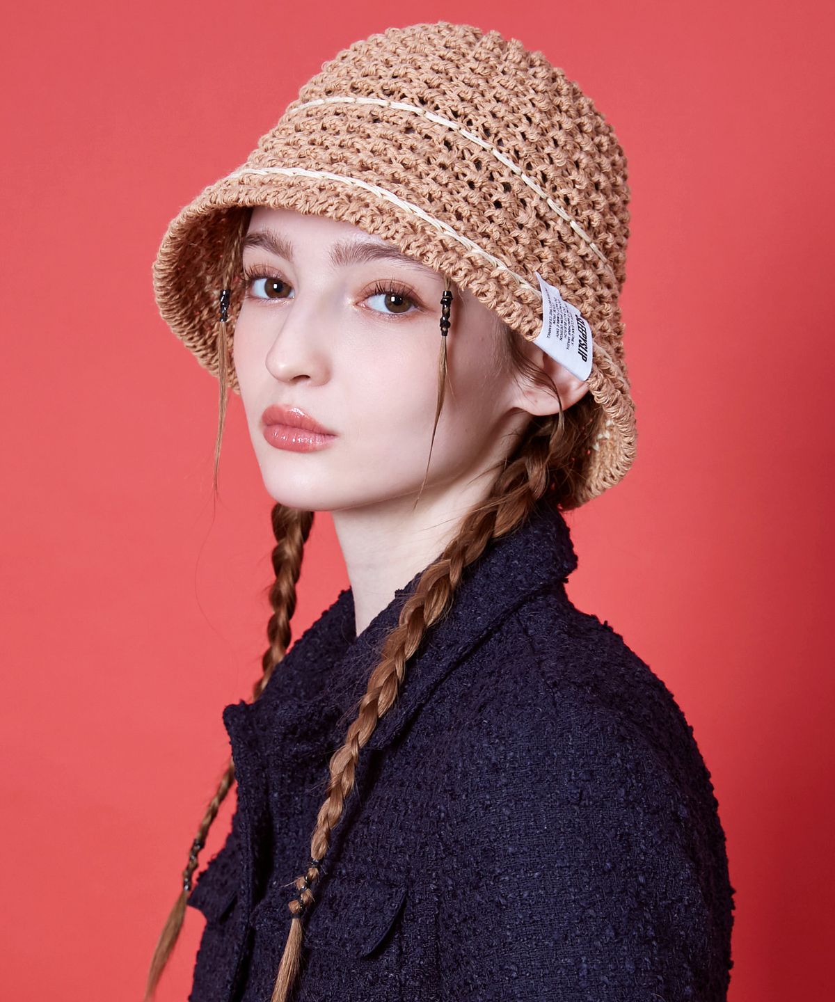 슬리피슬립(SLEEPYSLIP) LINE MINIMAL BROWN BUCKET HAT