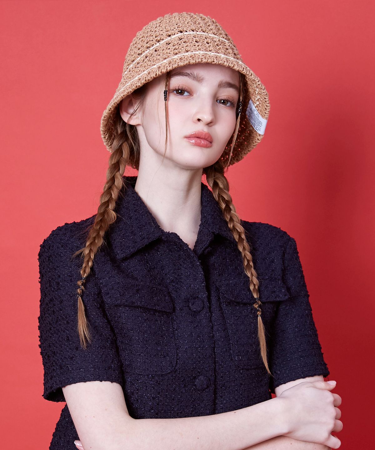 슬리피슬립(SLEEPYSLIP) LINE MINIMAL BROWN BUCKET HAT