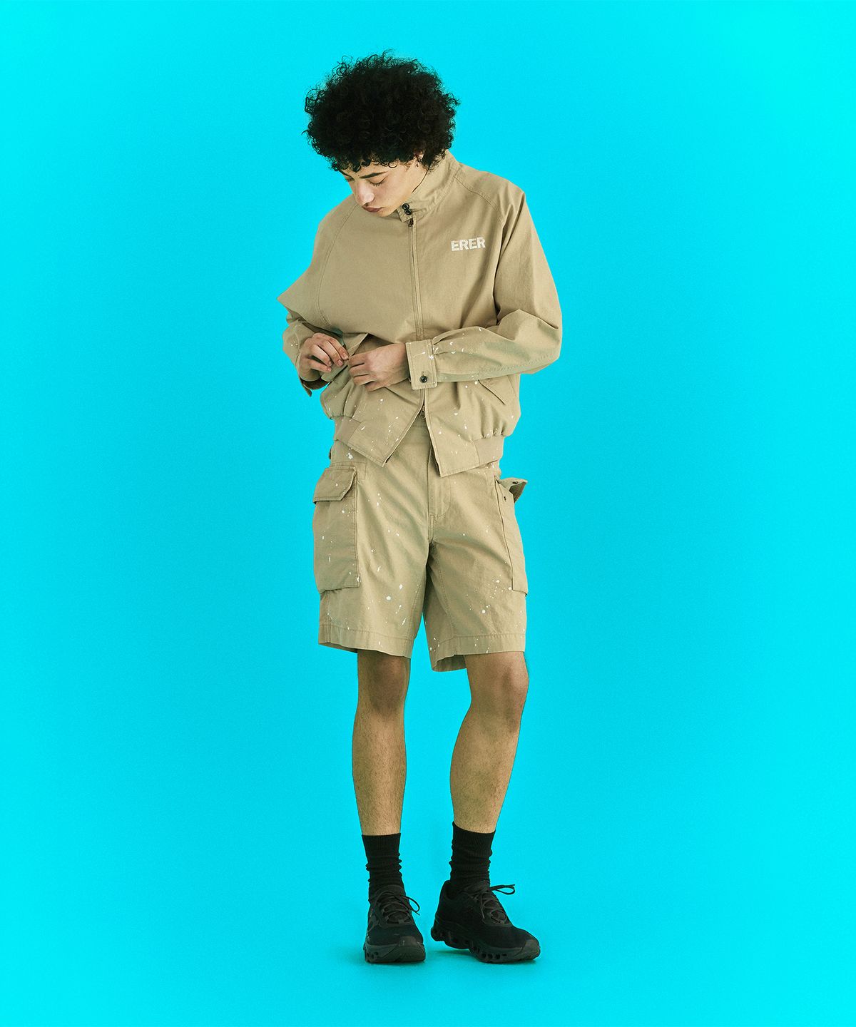 에르에르(ERER) [UN] Washed Painted Harrington Jacket Sand