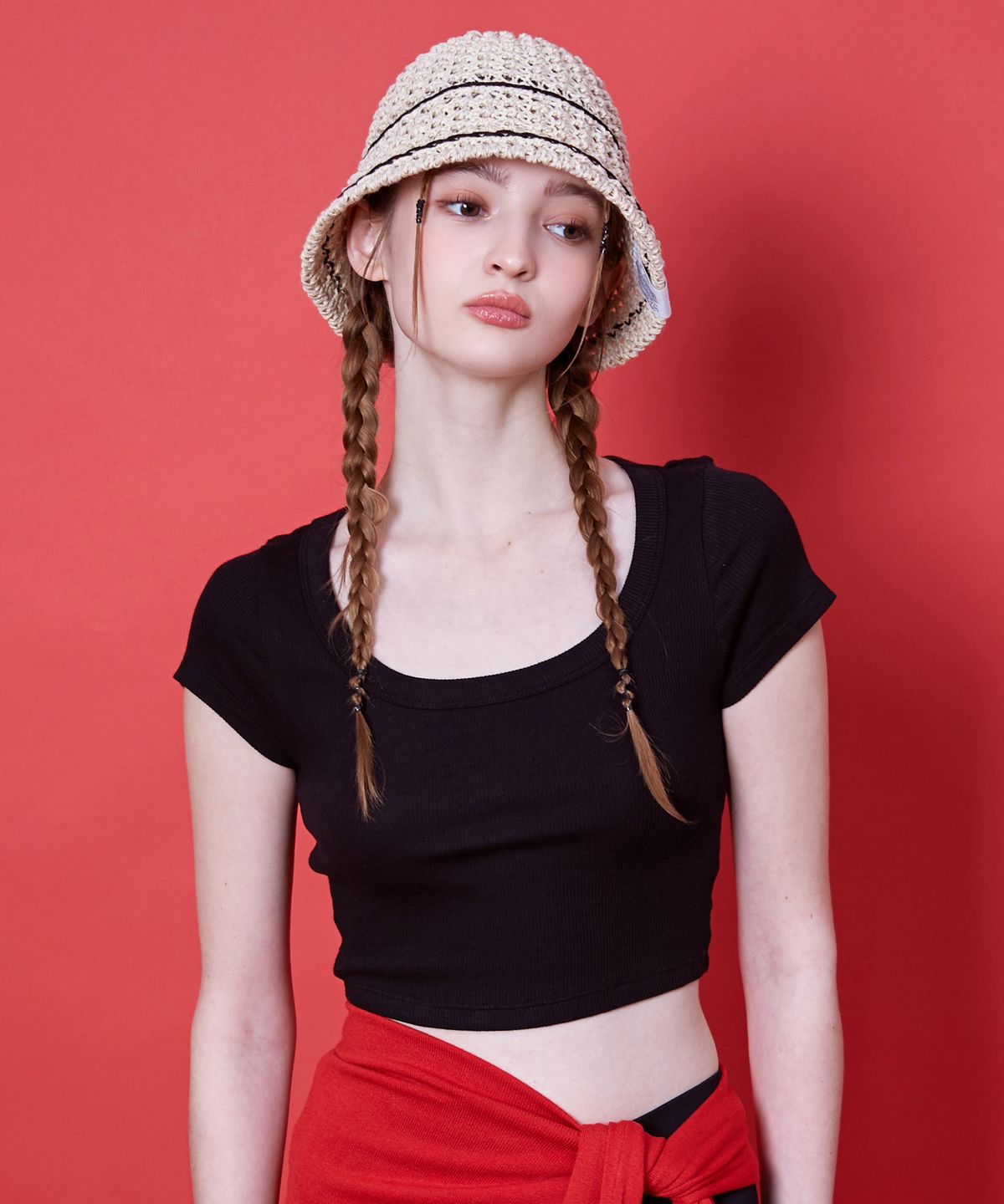 슬리피슬립(SLEEPYSLIP) LINE MINIMAL BEIGE BUCKET HAT