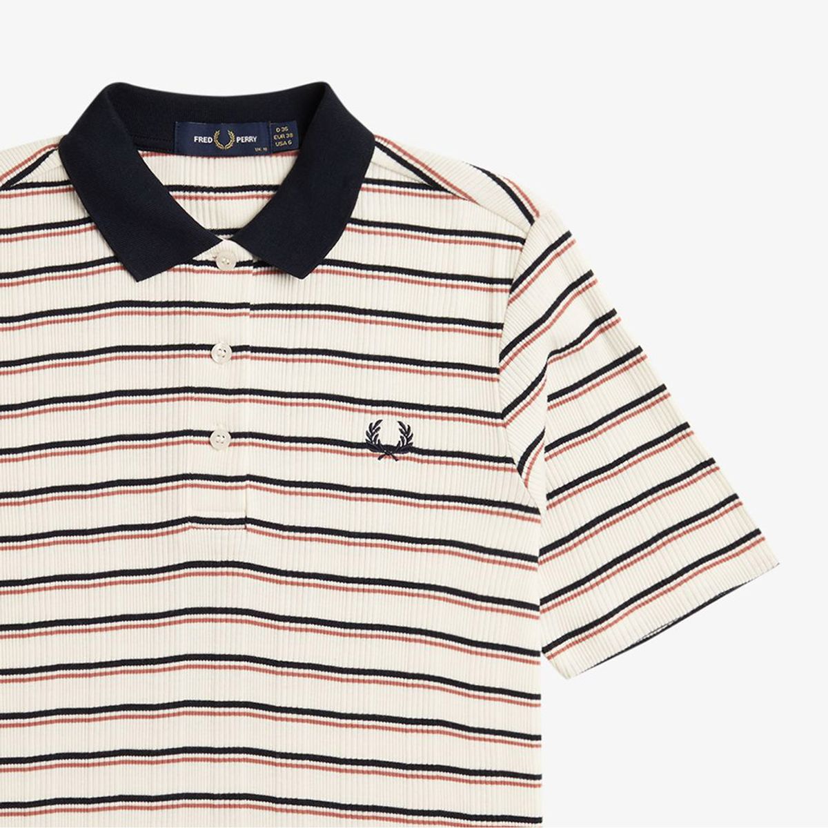 프레드페리(FRED PERRY) [Womens] 스트라이프 립 폴로 셔츠 - 실키피치 AFPF2519189-R33