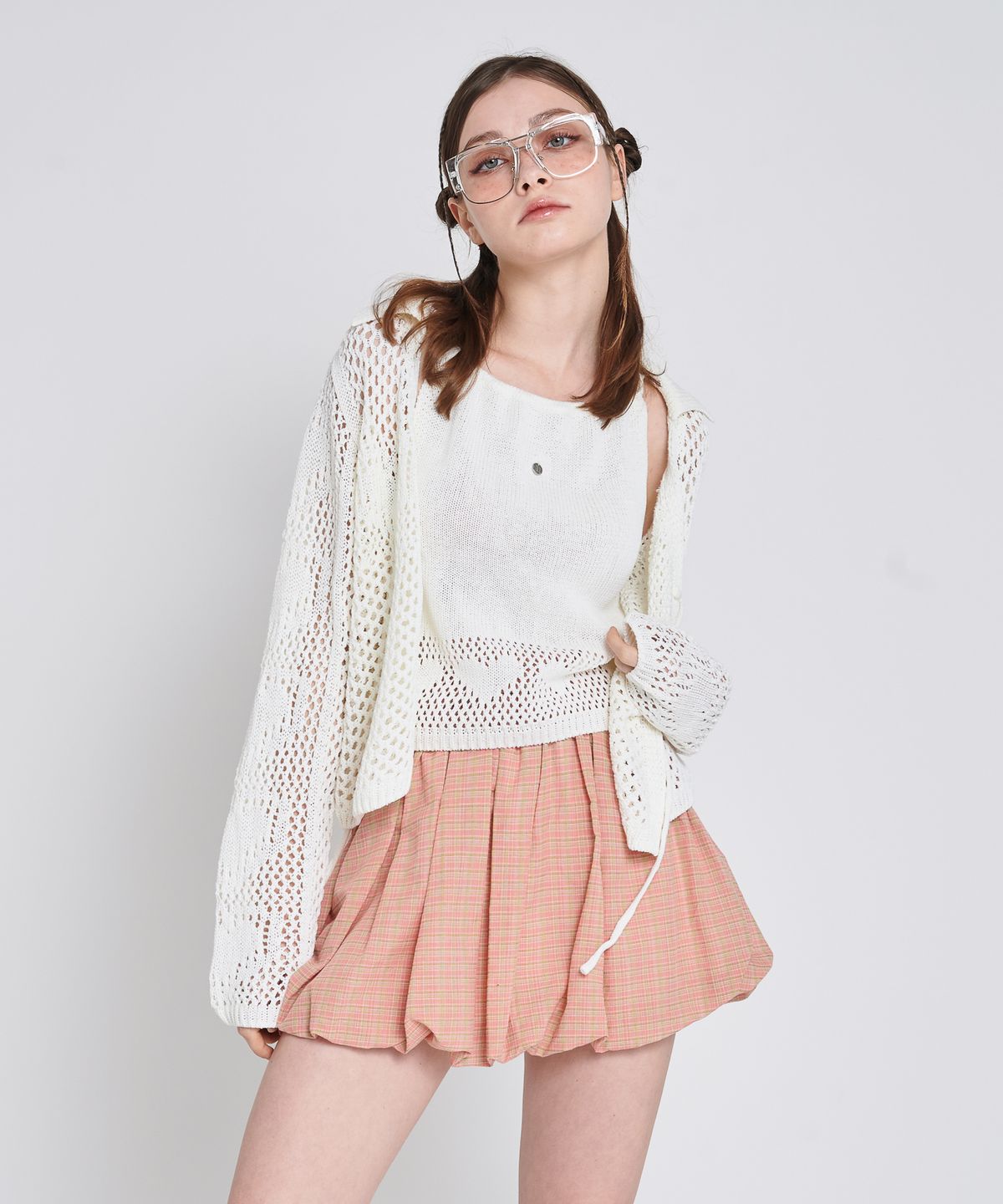 언유주얼 노말(UNUSUALNORMAL) LOVE COLLAR KNIT CARDIGAN_IVORY