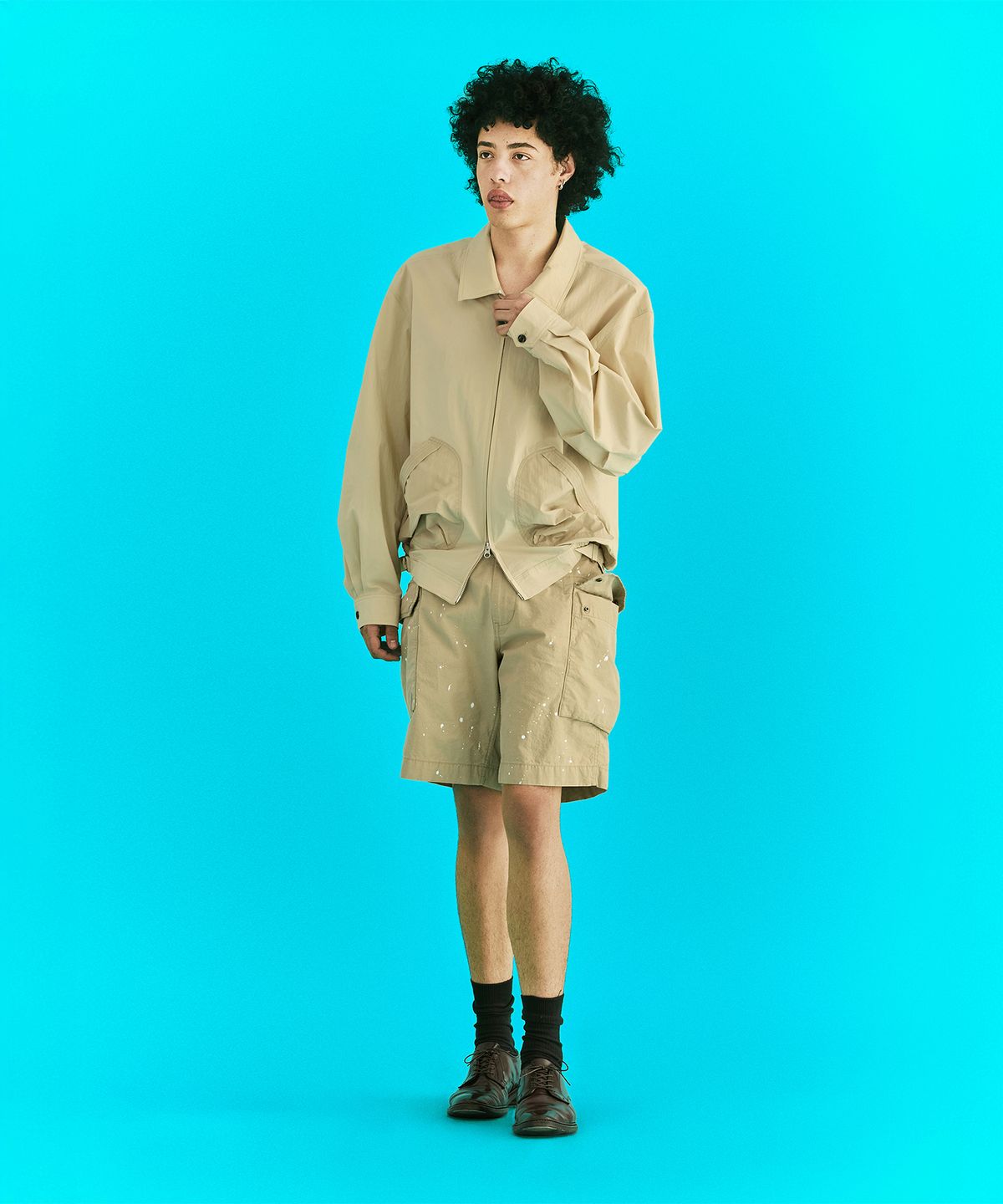 에르에르(ERER) [UN] Washed Painted Cargo Pants Sand