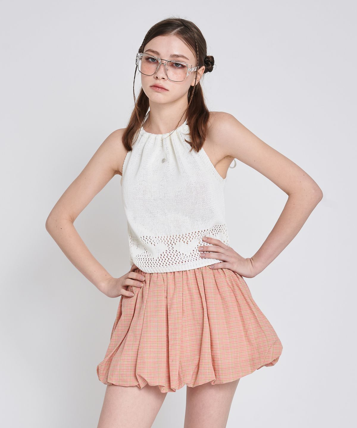 언유주얼 노말(UNUSUALNORMAL) LOVE 2WAY HALTER KNIT TOP_IVORY