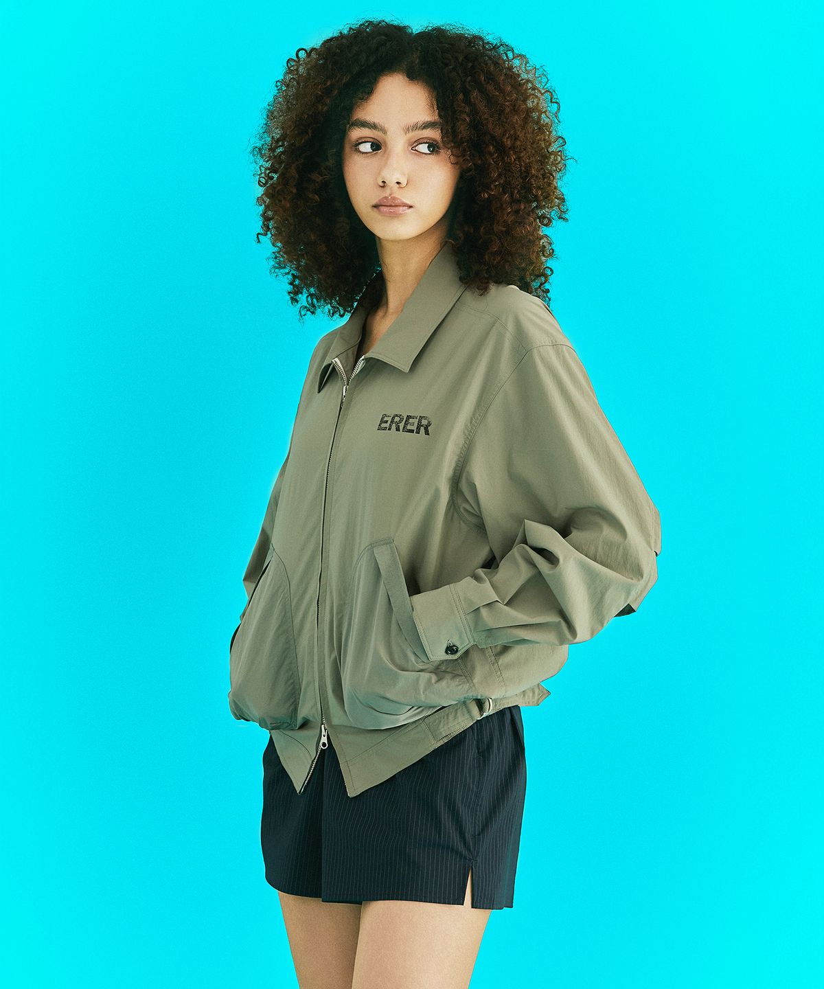 에르에르(ERER) [UN] Vintage Painted Nylon Blouson Khaki