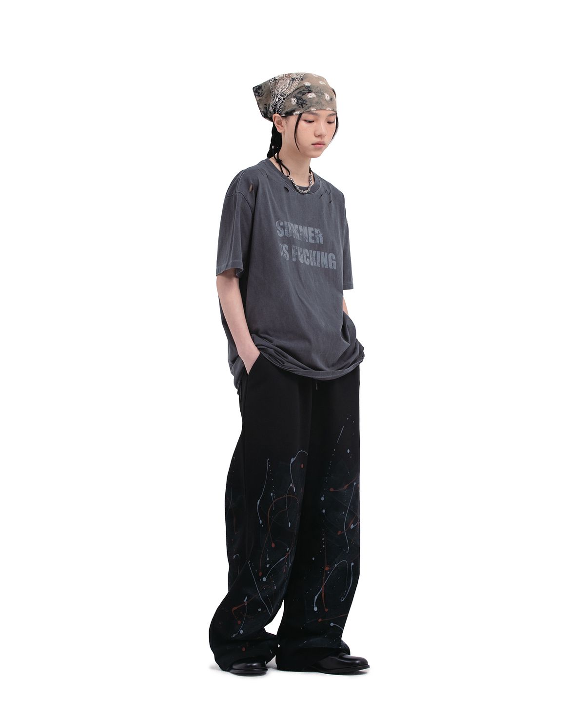 데프가먼츠(DEFGARMENTS) PIG SUMMER T-SHIRTS [CHARCOAL]