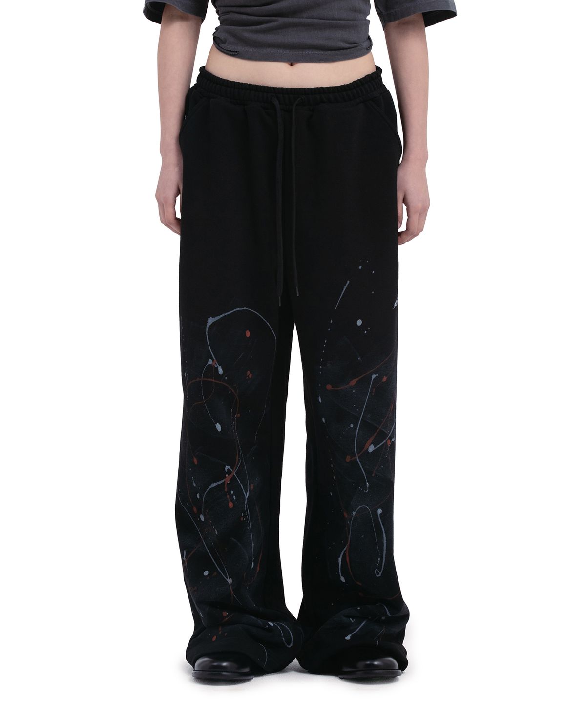 데프가먼츠(DEFGARMENTS) FEATHER PAINTING PANTS [BLACK]