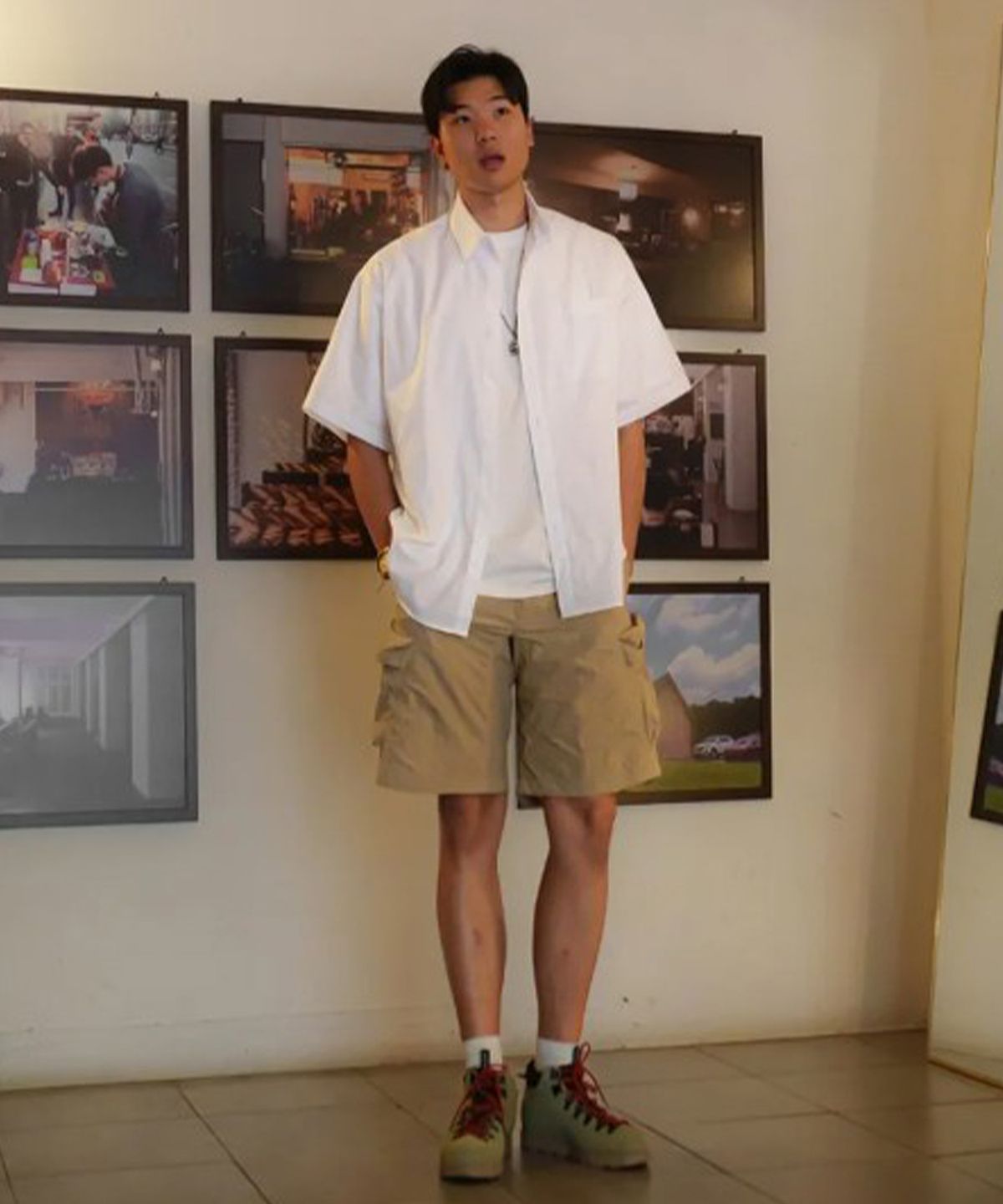 칼라파타르(KALAPATTHAR) Nylon Taslan Belted Cargo Shorts - Beige