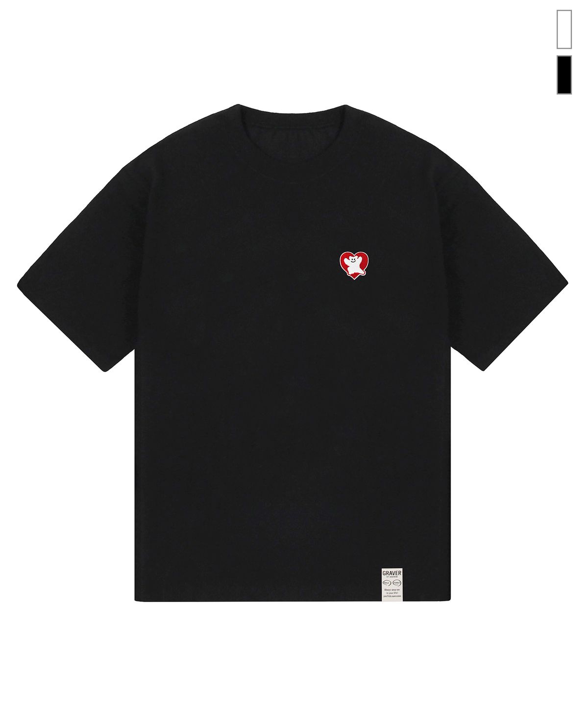 그레이버(GRAVER) [UNISEX]베어 하트 자수 반팔티_2color