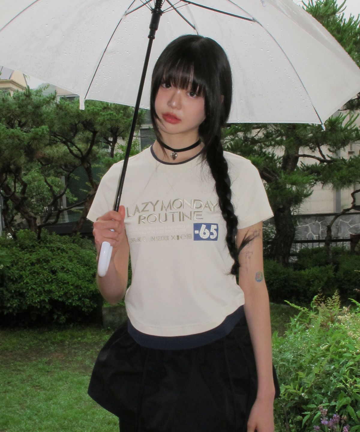 엘엠알(LMR) 풀 레터링 레이어드 티셔츠 CREAM