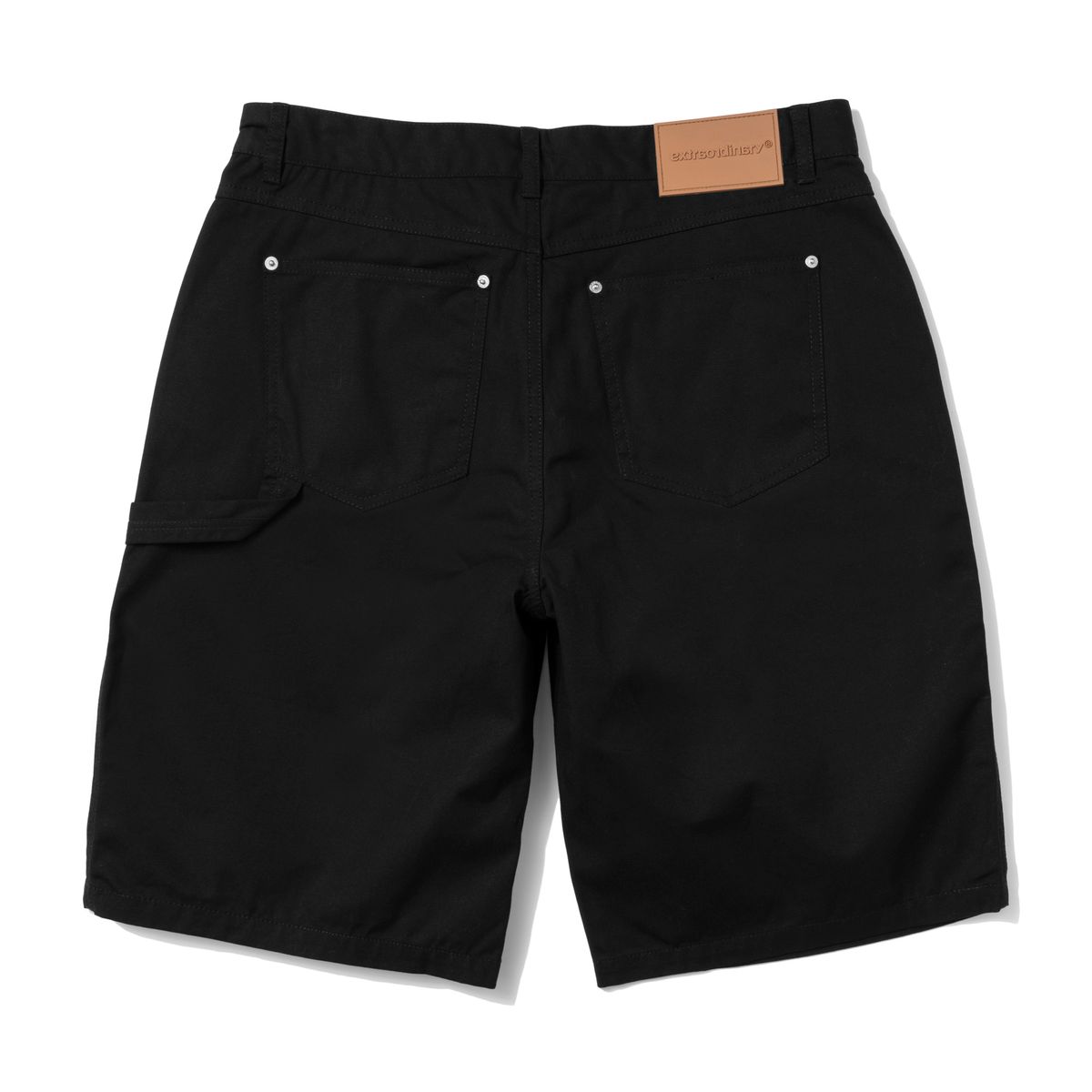 엑스트라오디너리(EXTRAORDINARY) COATING CANVAS DOUBLE KNEE SHORTS BLACK