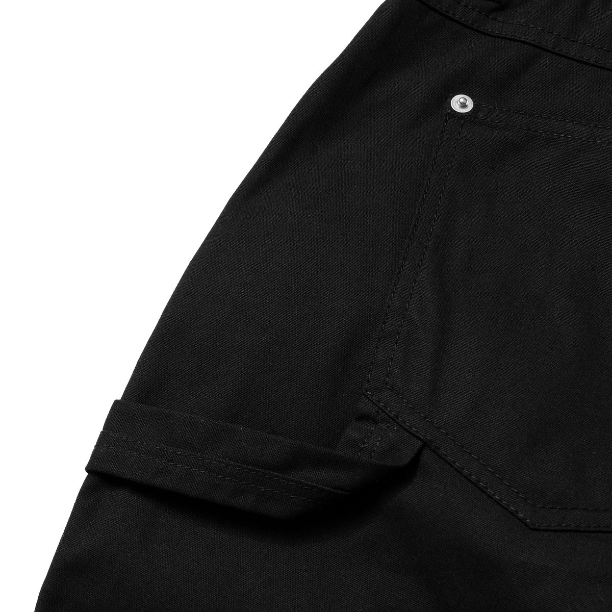 엑스트라오디너리(EXTRAORDINARY) COATING CANVAS DOUBLE KNEE SHORTS BLACK