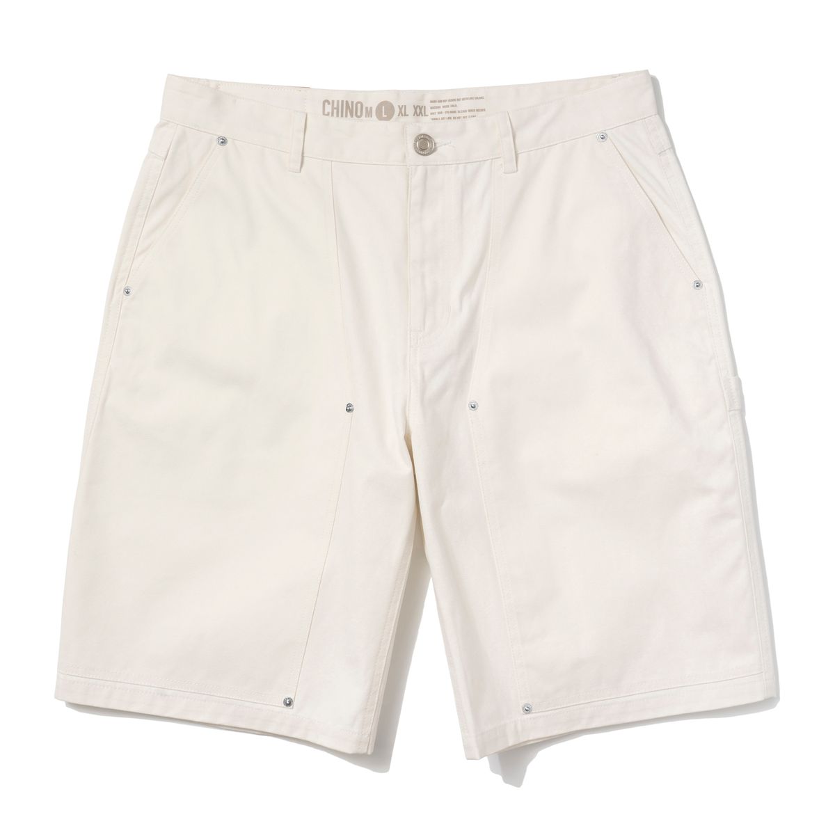 엑스트라오디너리(EXTRAORDINARY) COATING CANVAS DOUBLE KNEE SHORTS OFF WHITE