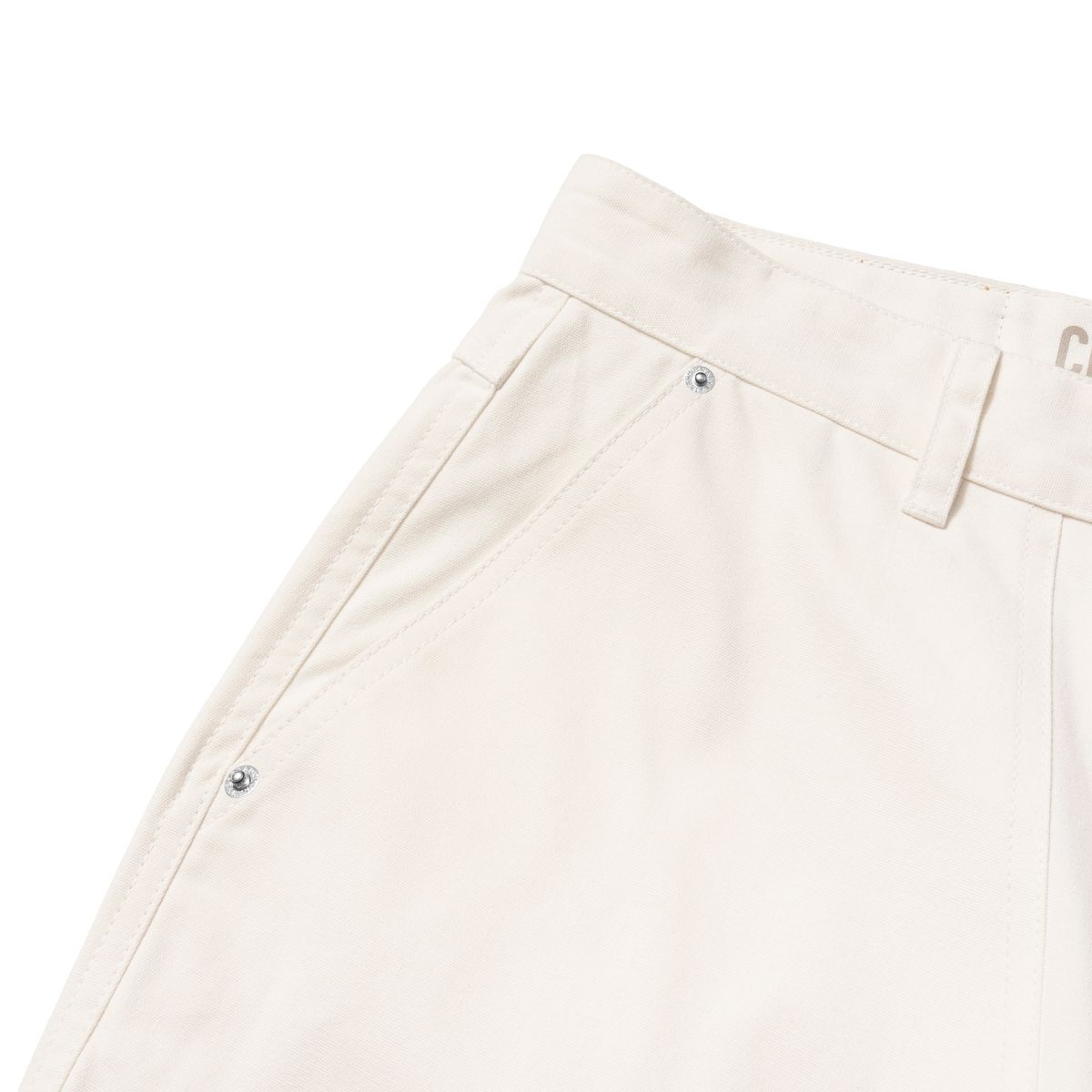 엑스트라오디너리(EXTRAORDINARY) COATING CANVAS DOUBLE KNEE SHORTS OFF WHITE